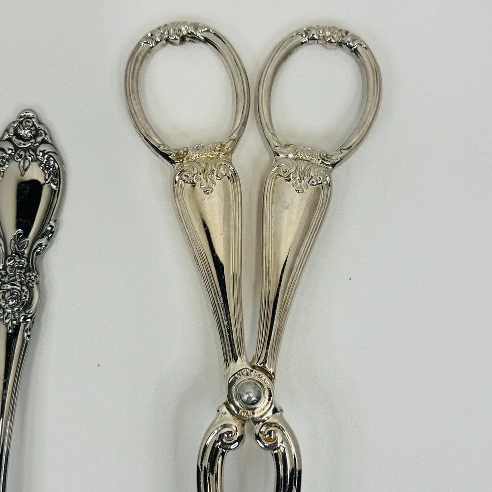 Gorham Heritage Silver Plated Pastry Salad Tongs Italy Ornate‎ Serving Vtg 11